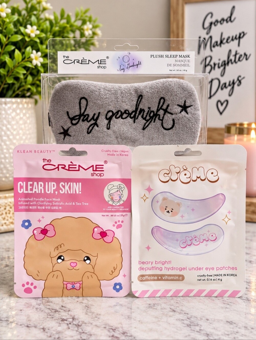 The Crème Shop 3pc Self Care Beauty Bundle Sleep Mask Eye Patches NEW